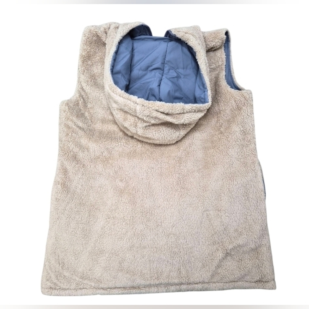 Puffer Vest Reversible Quilted Sherpa Hooded Zip Vest Coat Jacket Size Medium - Picture 11 of 12